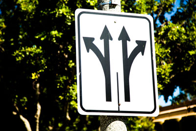 Lane direction sign.
